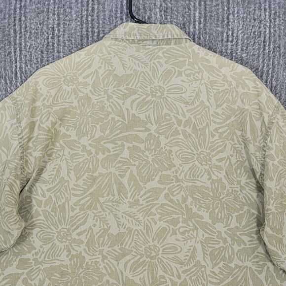 Old Navy Shirt Mens Large Green Linen Blend Short Sleeve Hawaiian Button-Up - Picture 8 of 12